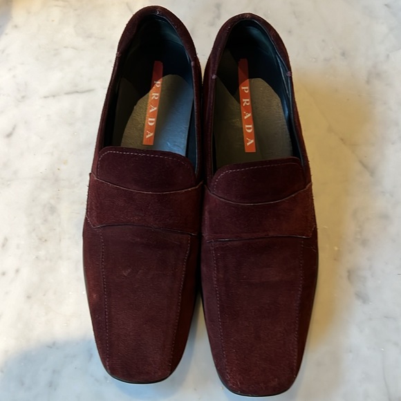 Authentic Prada Made in Italy cognac suede loafers. - Picture 2 of 7